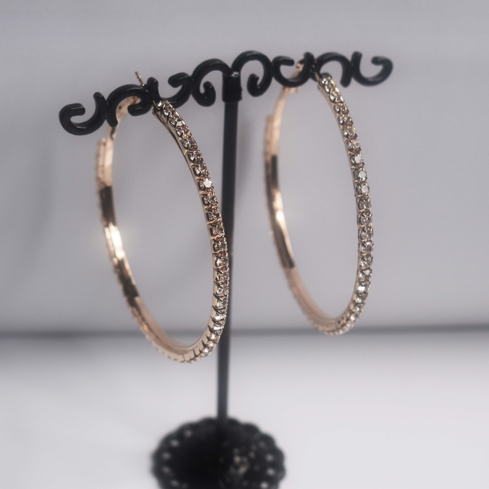 Crystal Gold-Plated 60mm Hoops Earrings